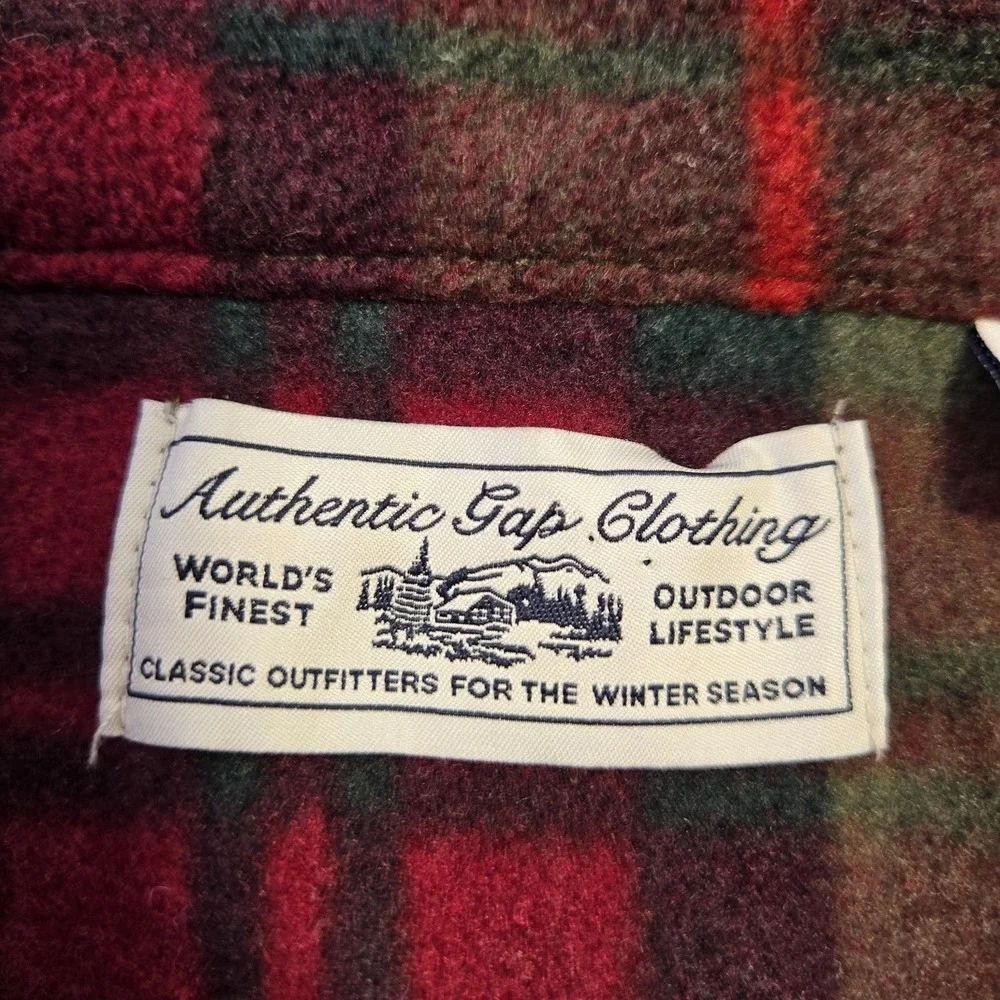 Gap Kids Cozy‎ Half Zip Shirt Jacket Boys Size XL Red And Green Plaid Shacket